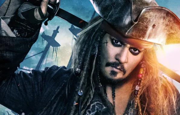 Picture decoration, Johnny Depp, hat, fantasy, captain, braids, Johnny Depp, Jack Sparrow