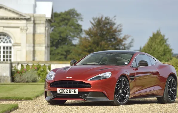 Picture Aston Martin, Red, Aston Martin, Vanquish, The front, Sports car, AM310