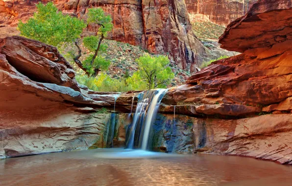 Waterfall, waterfall, Coyote Gorge, Coyote Gulch, Grand Staircase-Escalante national monument, Grand Staircase-Escalante National Monument