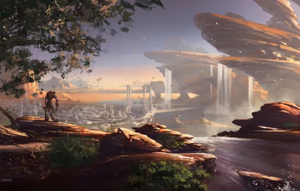 Picture trees, rocks, waterfall, Halo, the greatest journey