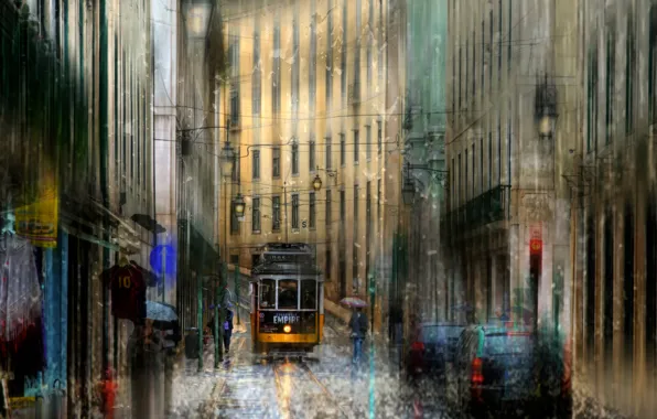 Picture drops, rain, Portugal, Lisbon