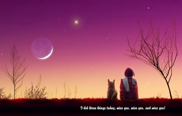 Picture love, sunset, art, dog, child