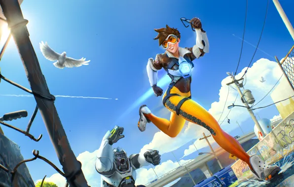 overwatch tracer wearing a cyberkinetic mask, digital, Stable Diffusion