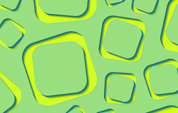 Abstraction, green, wallpaper, yellow, lime, shapes, abstract 3D