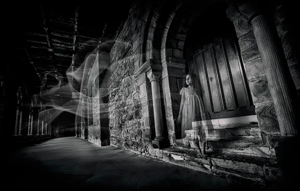 Castle, Ghost, girl, Alone