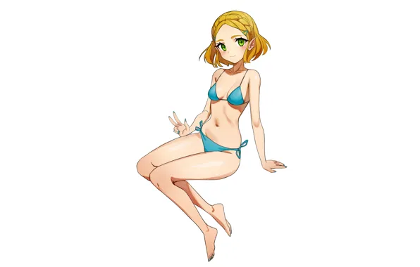 Girl, sexy, cleavage, green eyes, boobs, anime, beautiful, short hair