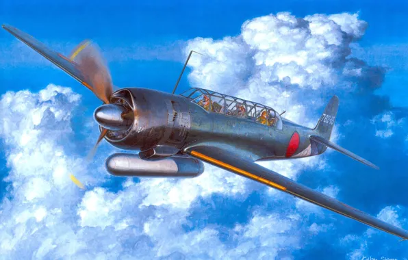 Picture figure, art, Japanese, deck, WW2, Nakajima C6N1 Saiun, spy plane