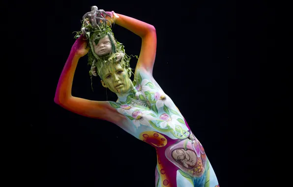 Chest, body art, body art, bodyart, body painting, girl art