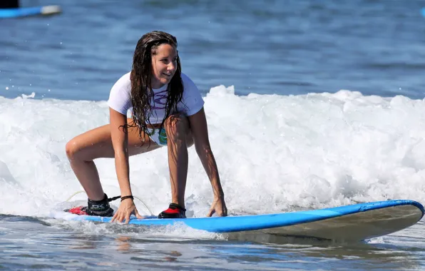 Water, girl, Board, Surf, Ashley Tisdale