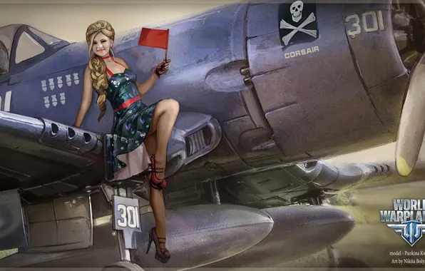 Picture girl, the plane, girl, aviation, air, MMO, Wargaming.net, World of Warplanes