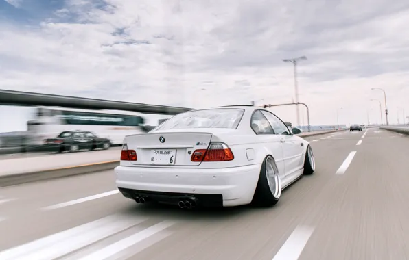 Auto, Road, White, BMW, Machine, BMW, Car, E46