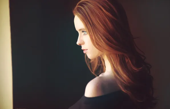 Girl, background, model, portrait, makeup, hairstyle, redhead, posing