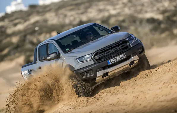 Picture sand, beach, grey, Ford, Raptor, pickup, Ranger, 2019