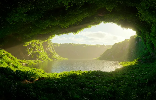 Nature, lake, Wallpaper, view, art, wallpaper, nature, art