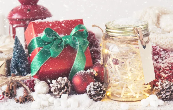 Winter, snow, holiday, New Year, Christmas, tape, gifts, Christmas