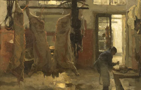 Picture oil, picture, Slaughter, canvas, 1900, Willem Bastiaan Tholen, Willem Bastiaan Tholen