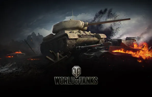 Picture flame, war, smoke, tank, World of tanks, WoT, medium tank, world of tanks