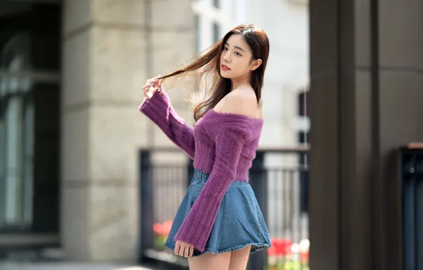 Picture girl, pose, Asian