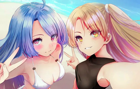 Sexy, cleavage, long hair, girls, boobs, anime, beautiful, pretty