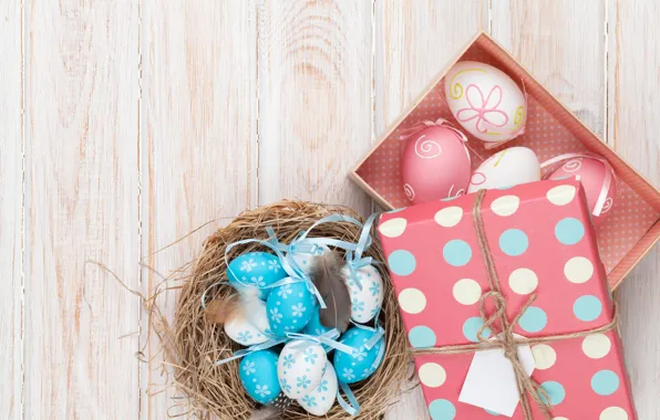 Easter, wood, spring, Easter, eggs, decoration, Happy, the painted eggs