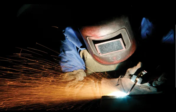 Picture sparks, personal protective equipment, welding, electrical arc, steel fabrication