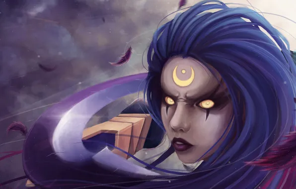 Picture eyes, look, girl, face, hair, sword, art, League of Legends