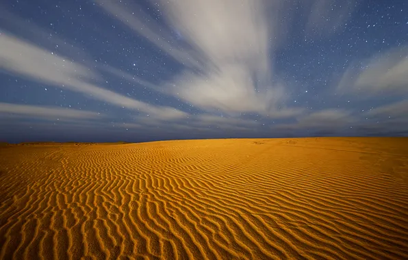 Clouds, night, dunes, Argentina, Miramar