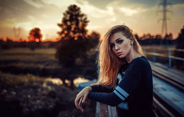 Look, nature, pose, model, portrait, the evening, makeup, hairstyle