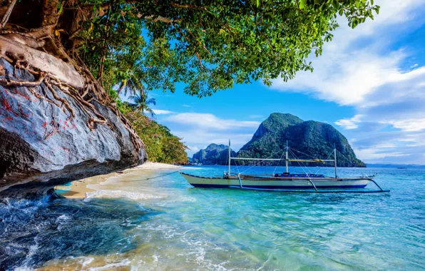The ocean, coast, boat, Philippines, The Nest, Palawan