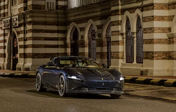 The building, coupe, the evening, Ferrari, Roma, 2020