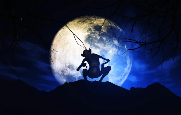 Picture Night, Being, The moon, Silhouette, Halloween, Halloween, The full moon, Supernatural beings