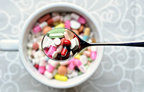 Picture background, spoon, medication