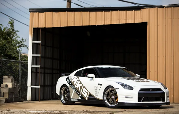 Picture nissan, white, gtr, hks, hre, jotech