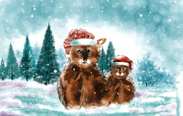 Picture the Santa hat, cat, figure, new year