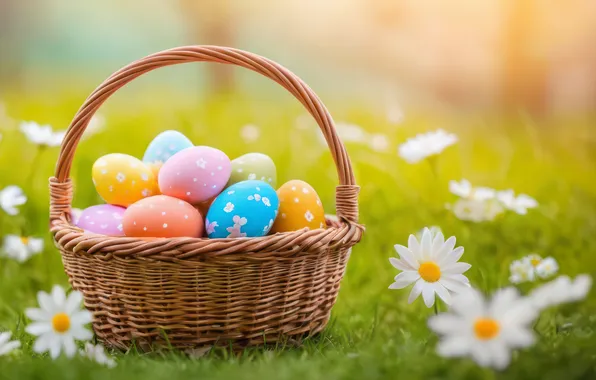 Picture flowers, eggs, spring, colorful, Easter, happy, flowers, spring