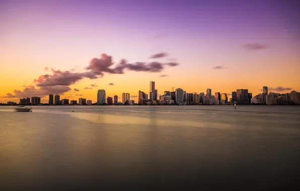 Sunset, the ocean, Miami, the evening, FL, Miami, florida, vice city