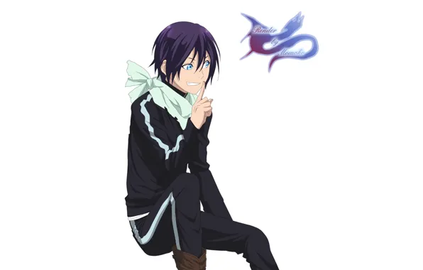 Smile, anime, scarf, art, guy, A Homeless God, Noragami, Yato
