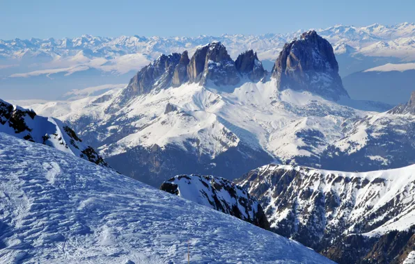 Picture snow, landscape, mountains, slope, horizon, panorama, Snow mountains, winter scenery