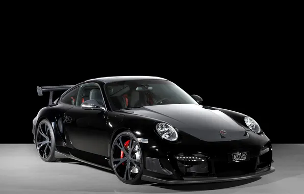 Black, Porsche, supercars, Techart, photo auto, on a black background, GT Street R