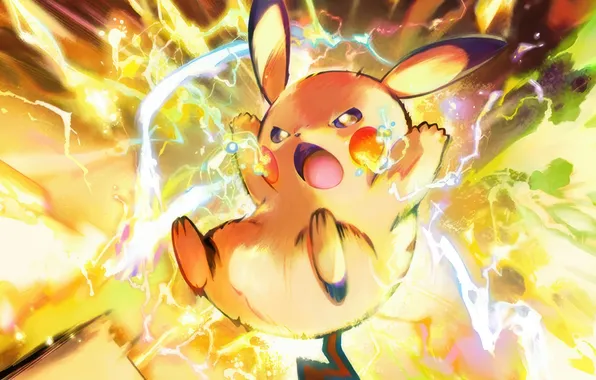 Attack, lightning, mouse, category, blow, battle, Pikachu, electric