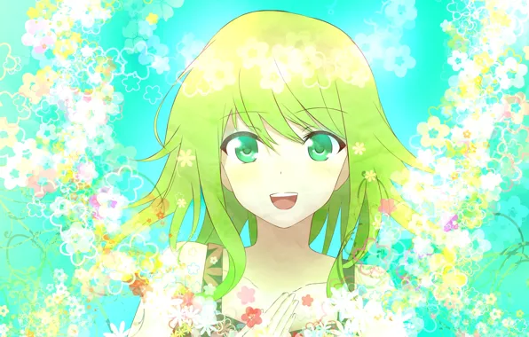 Flowers, green hair, gumi, Pixiv Id 3537666, Gumi, megpoid