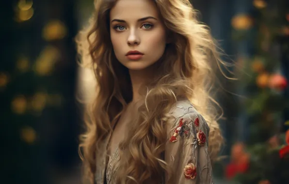 Look, girl, nature, face, portrait, dress, blonde, blur
