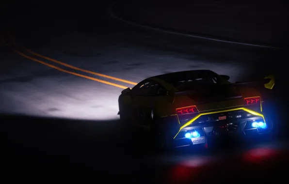 Road, light, night, Lamborghini, back, The Crew, nitro