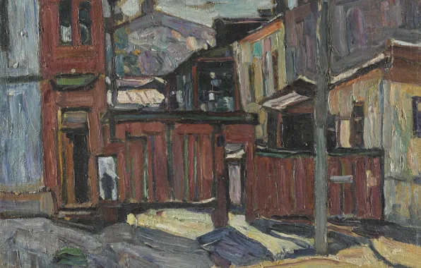 Picture WINTER, Abraham Manievich, KIEV 1914 oil on canvas, COURTYARD IN SOVSKAYA STREET