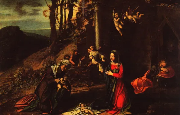 Picture Antonio Allegri Correggio, and the sleeping Joseph, The Birth Of Christ, with STS Elizabeth and …