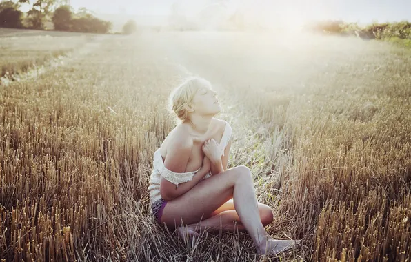 Field, girl, light