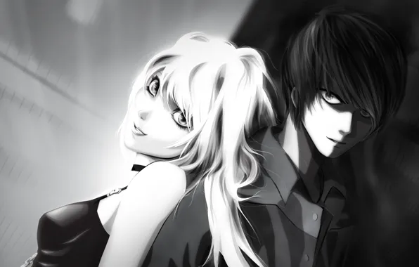 Picture girl, guy, death note, death note