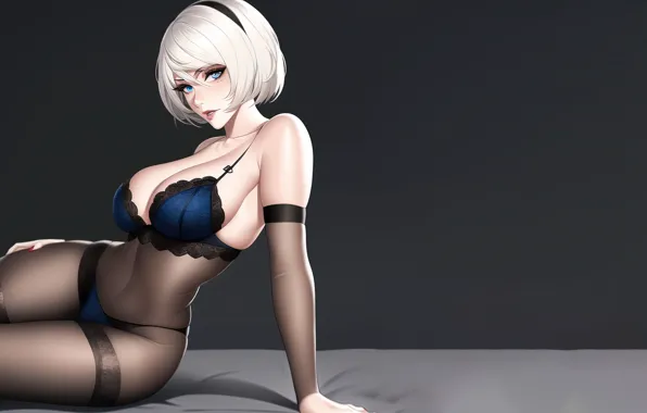 Picture Girl, The game, Blonde, Action, Game, The dark background, NieR, Nier: Automata