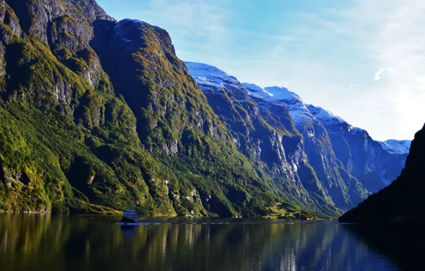 Picture landscape, mountains, nature, Norway, Aurlands, Fjord