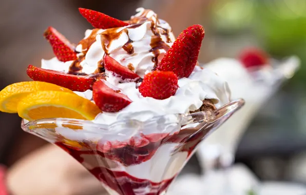 Orange, chocolate, strawberry, ice cream, dessert, sweet, orange, delicious